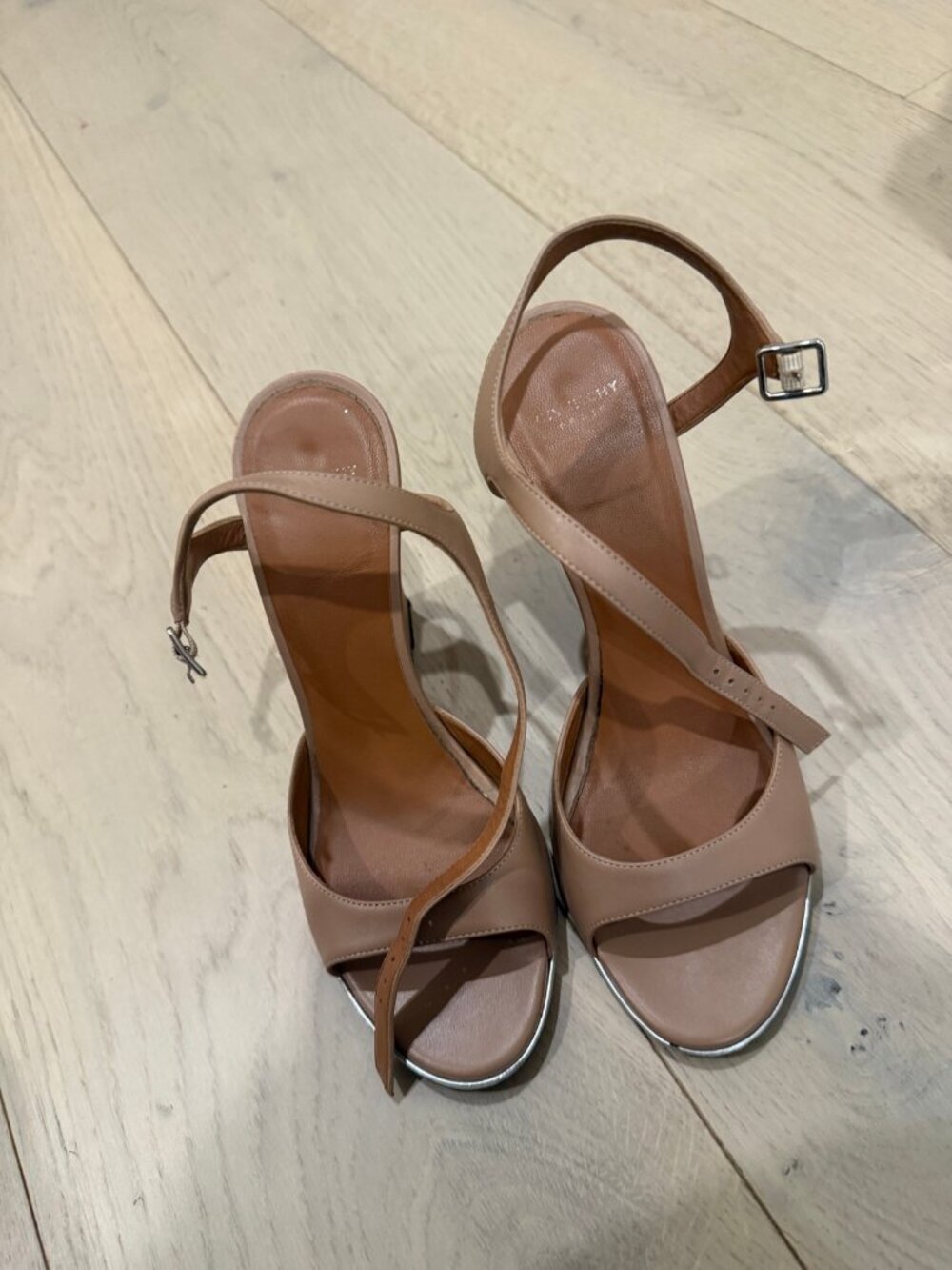 Givenchy Nude Leather Wedge Sandals — Size 7.5